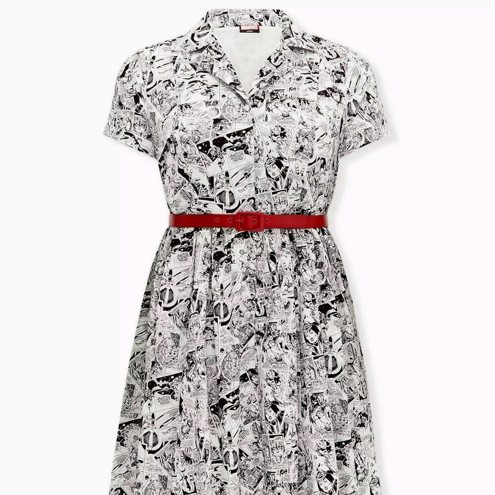 Torrid Black and White Print Dress - missing the Red Belt
